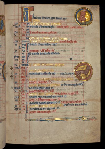 Ms 322 f.4r, Juli, ein Mann beim Mähen, Illustration aus dem 